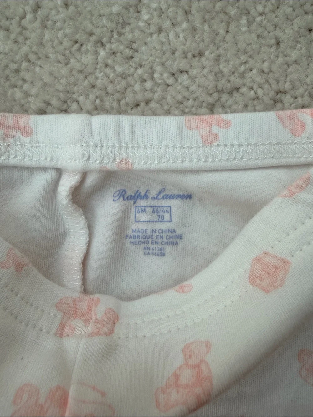 Ralph Lauren White and Light Pink Infant 3-Piece Pajama Set